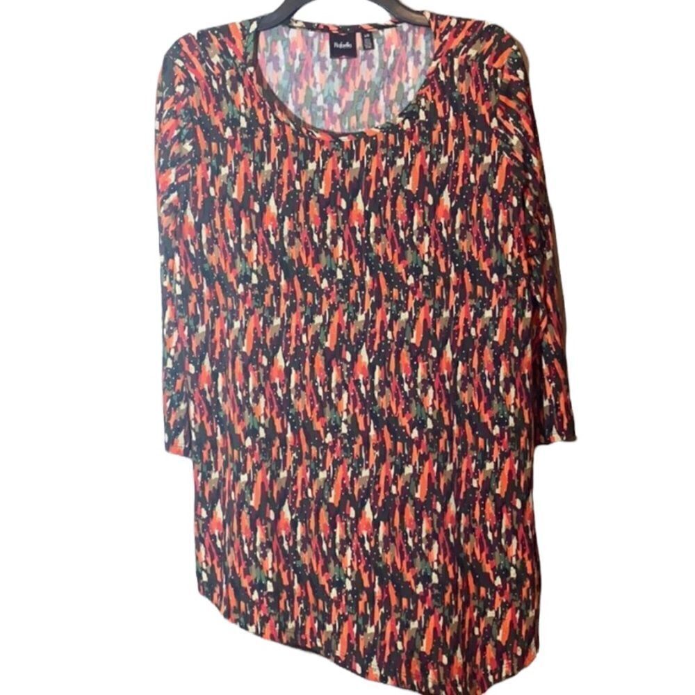Rafaella Asymmetrical Hem Top 3/4 Sleeves Size Large Studded NWOT